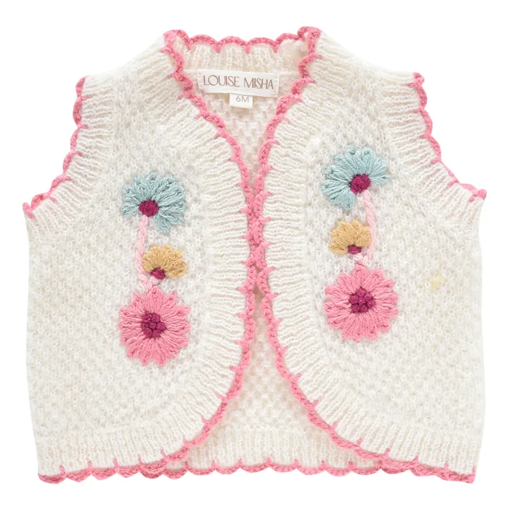 Louise Misha Gilet Brodé Main Sylna Bébé | Ecru