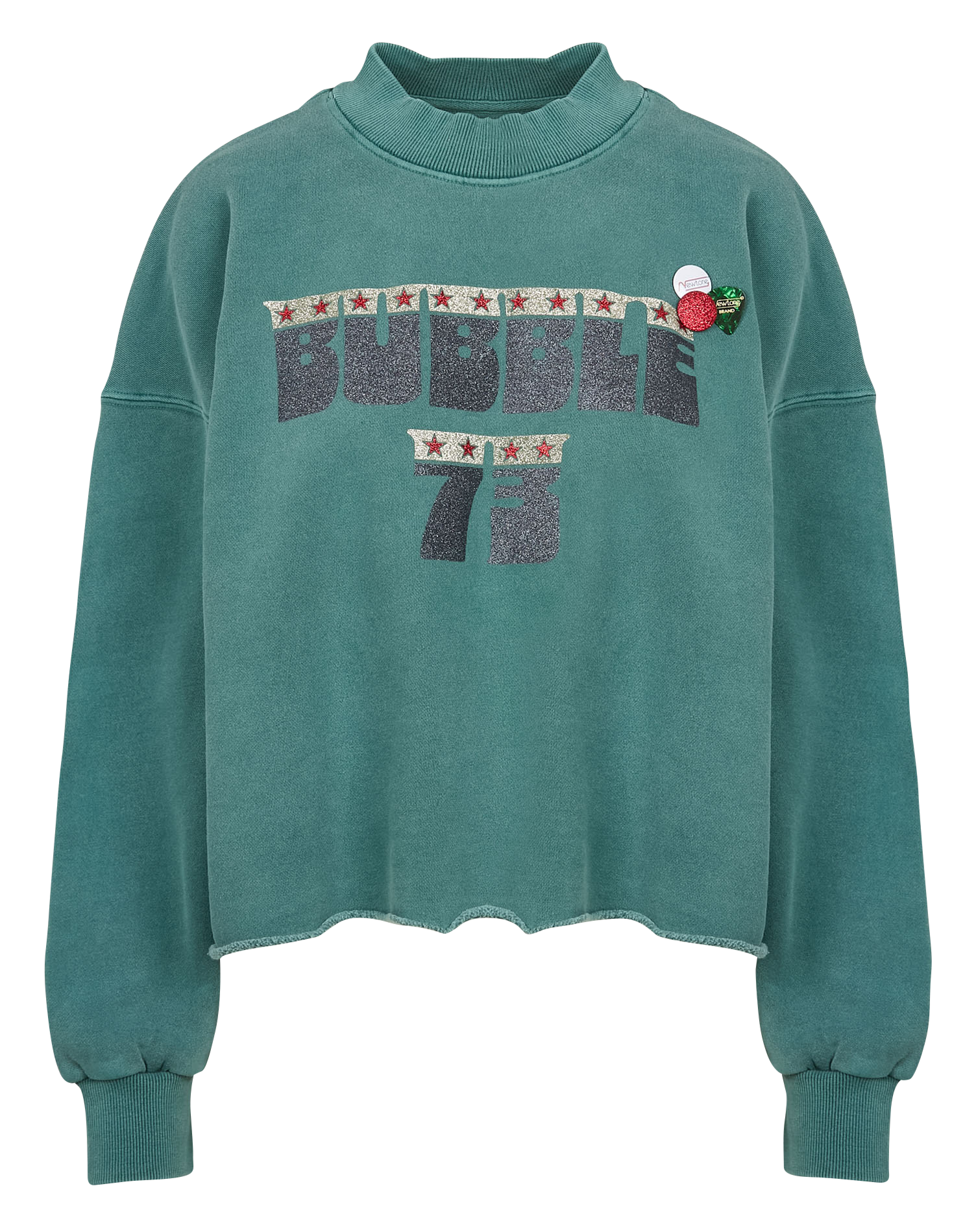 PORTER BUBBLE - Sweat ample col rond sérigraphié en coton | Vert