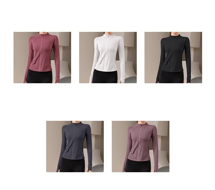 Sishan - Effen sporttop met lange mouwen en rits