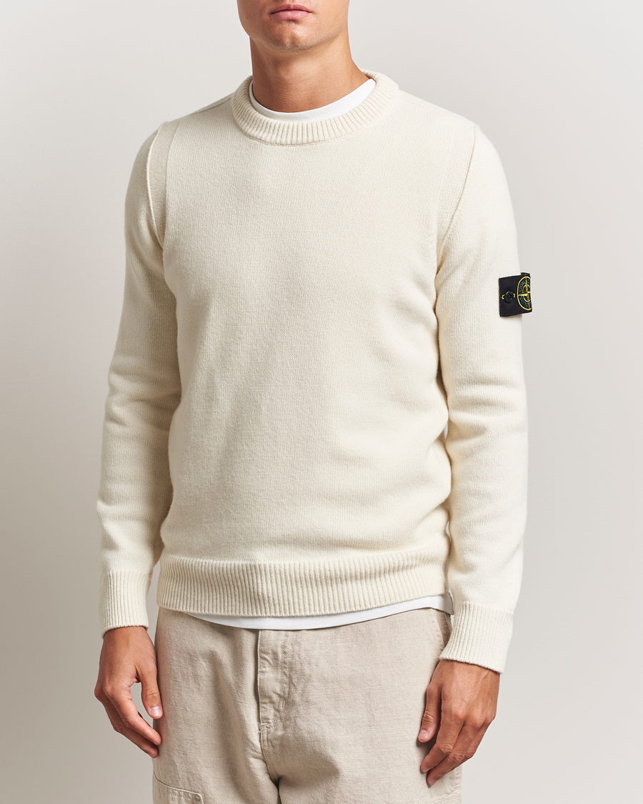 Stone Island Knitted Lambswool Crew Neck Ivory