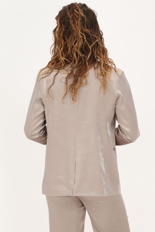 Beige blazer met dubbele knopen satijn