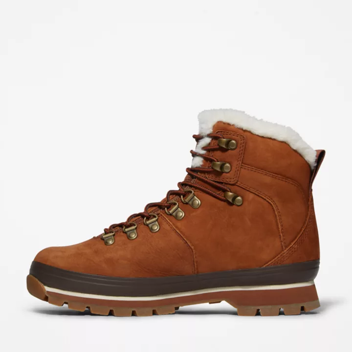 Bota Euro Hiker impermeável com forro de pele para mulheres, na cor amarela.
