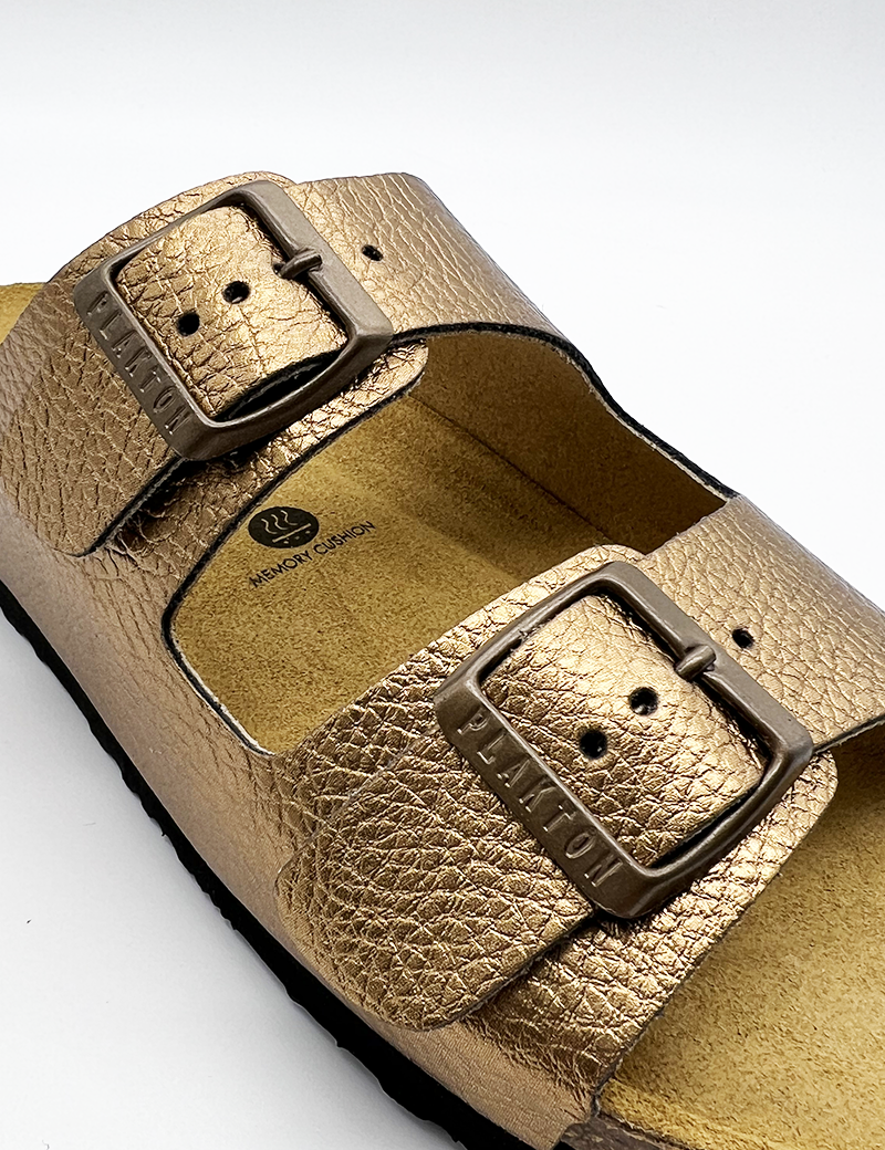 PLAKTON MULES FEMME LAMÉ CUIVRE