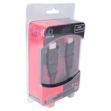 Q-Link HDMI kabel high speed gold plated 3D 2 meter draaibaar