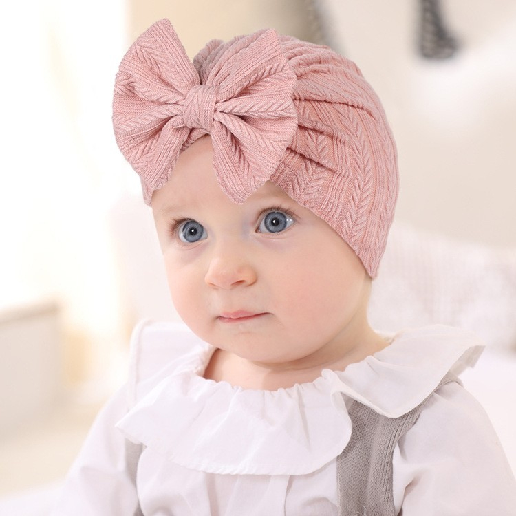 Baby Mütze Kinder Turban Neugeborenen Knoten Beanie mit Schleife Fotoshooting Zubehör - Blau