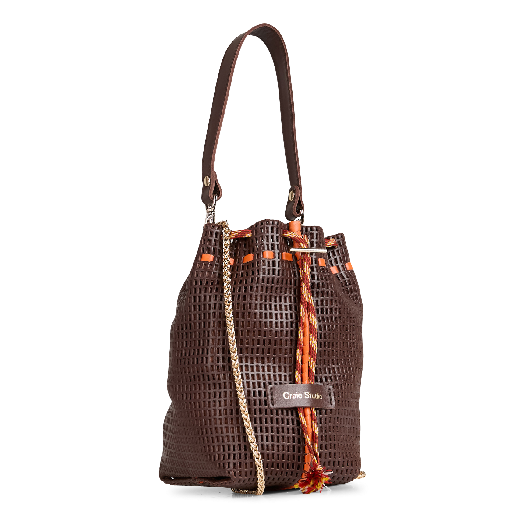 BIBI - Sac bourse en cuir ajouré | Marron