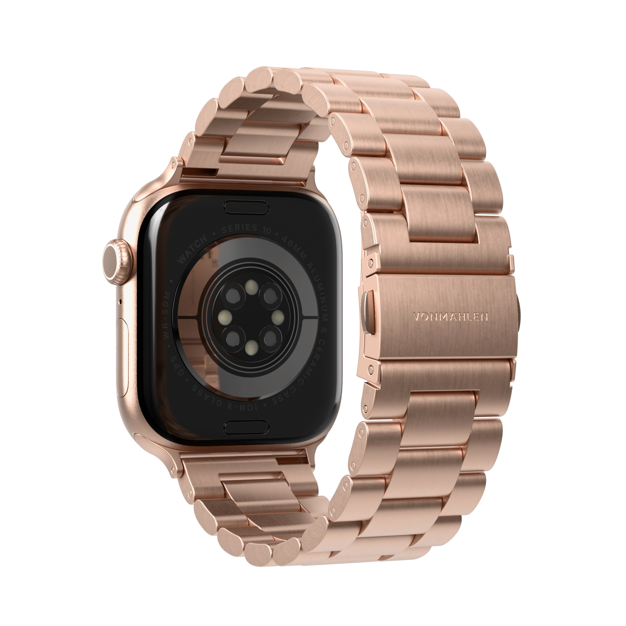 Link Bracelet 2 Apple Watch (42/41/40/38 mm) Edelstahl Gliederarmband mit Faltschliesse (AWS00205) - Roségold