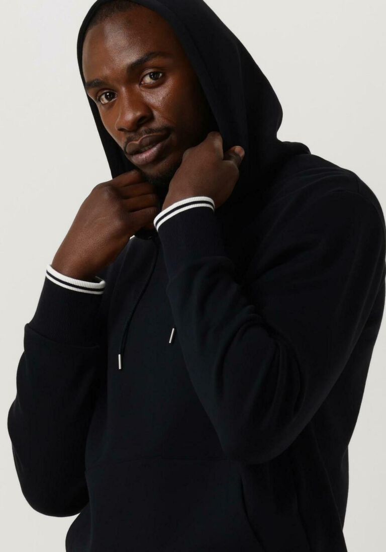 FRED PERRY donkerblauwe fred perry sweater tipped hooded sweatshirt