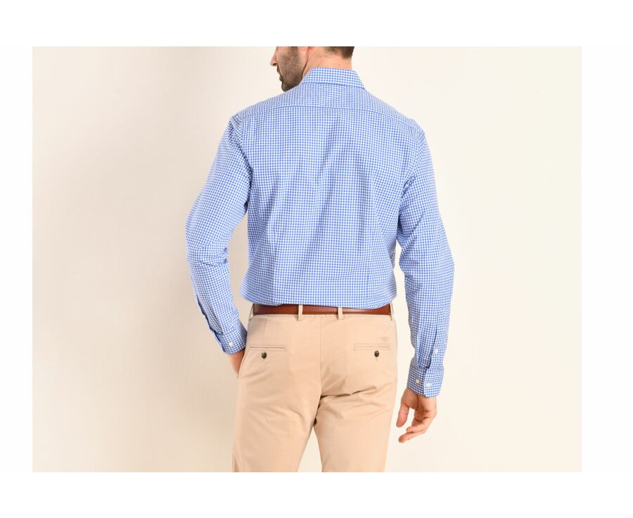 Chemise coton blanc à carreaux bleus clairs et blancs - RUGGERO
