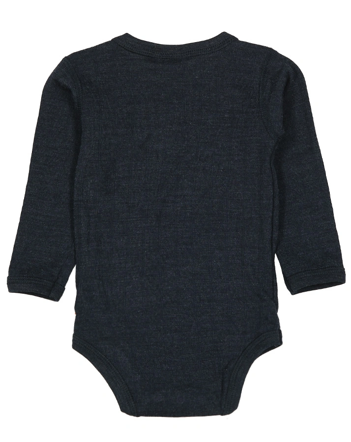 Langarm-Body SOFT mit Wolle und Seide in navy