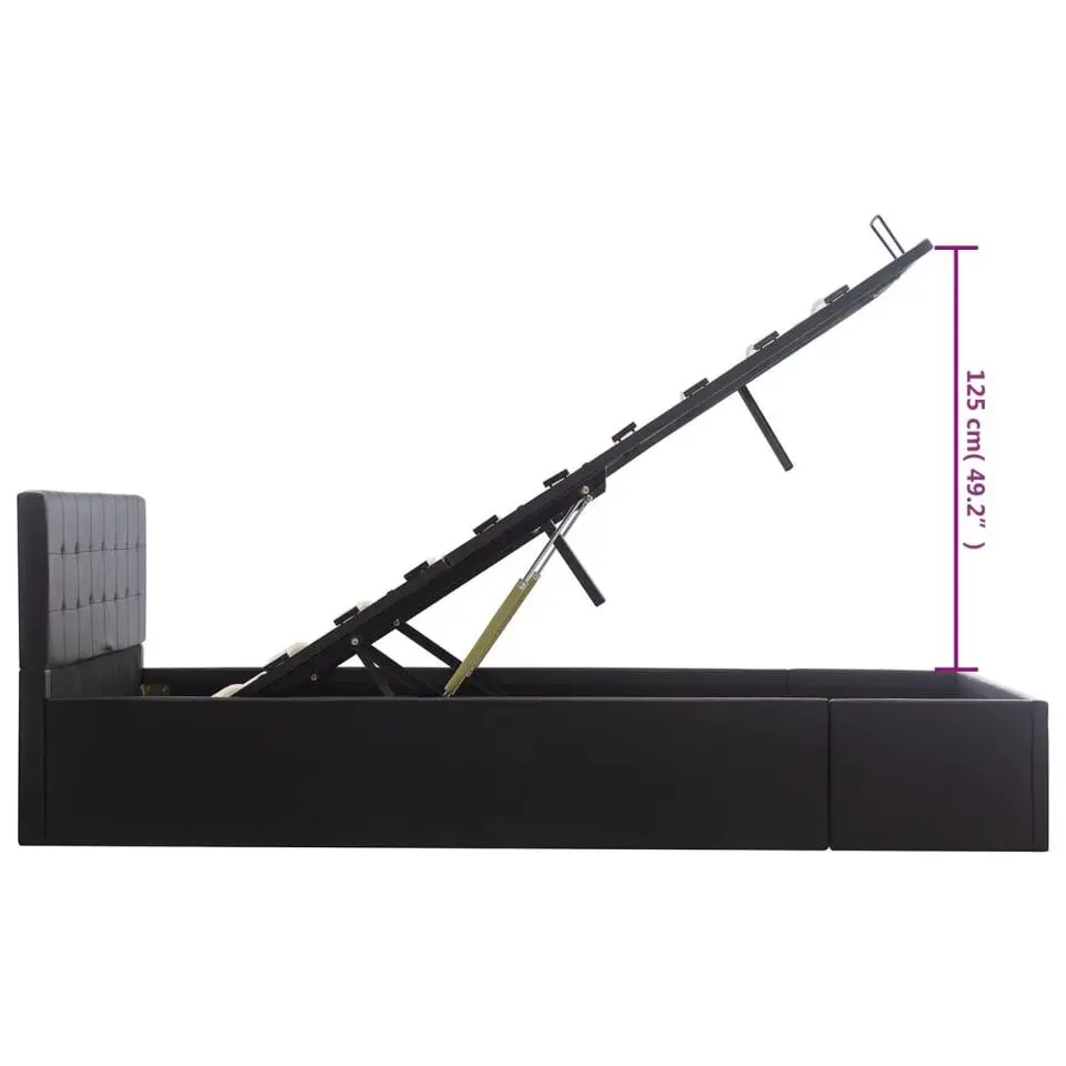 vidaXL - Bed met opbergruimte - Hydraulisch - Zwart - Kunstleer - 140x200 cm