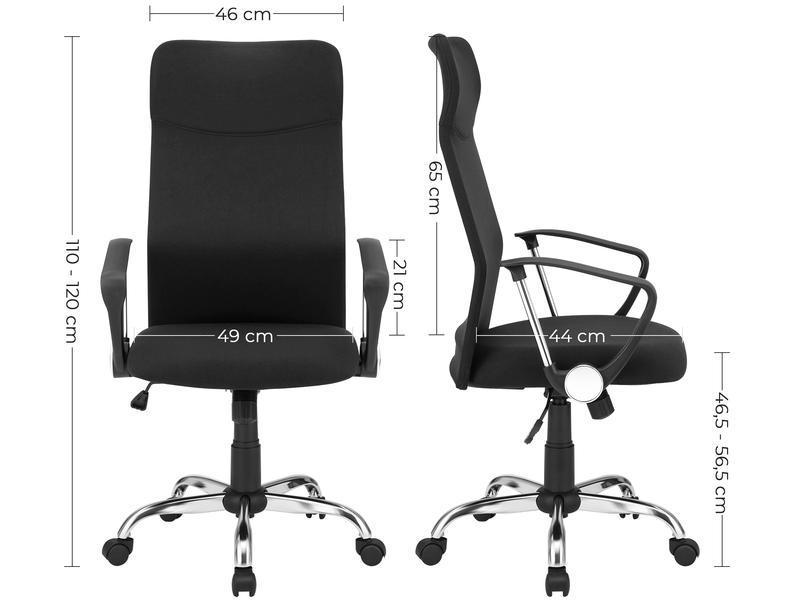 Songmics Bürostuhl mit Polster und Armlehnen, Schwarz Bequemer und robuster Schreibtischstuhl
