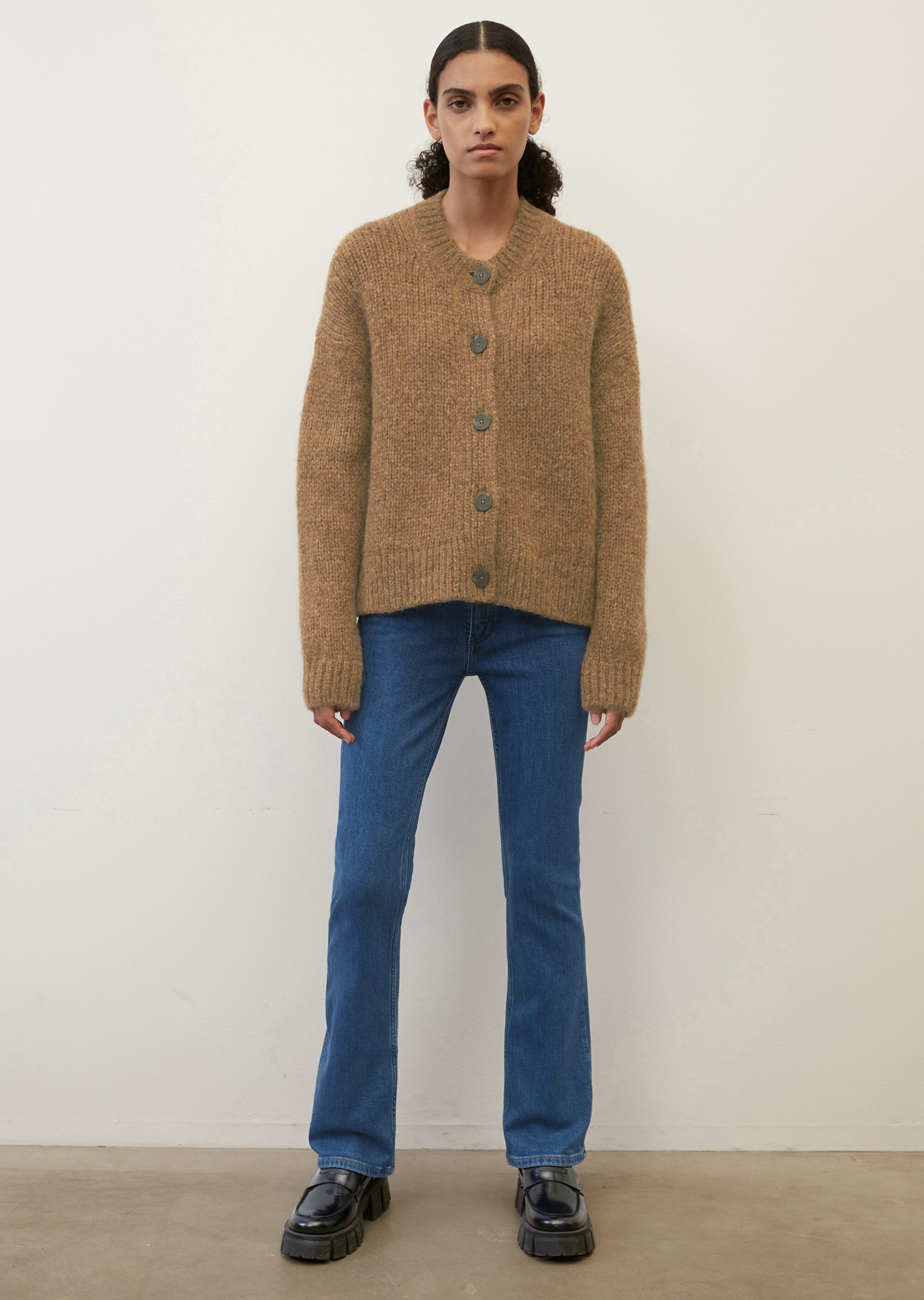 Softer Rundhals-Cardigan cropped aus kuscheligem Garn-Mix
