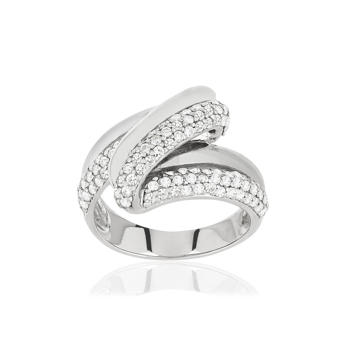 Bague argent 925 volute zirconias