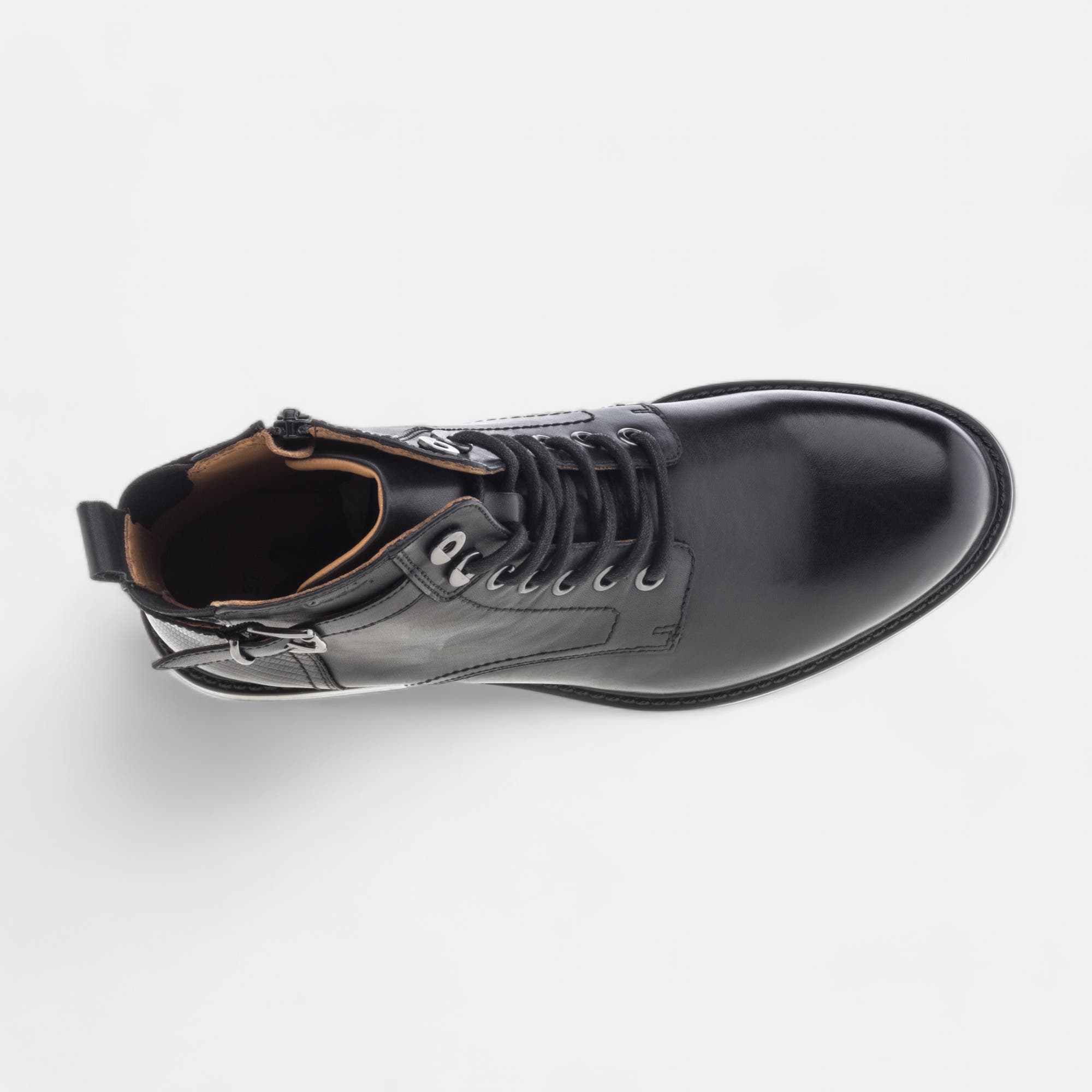 Bottines à lacets Femme en cuir noir