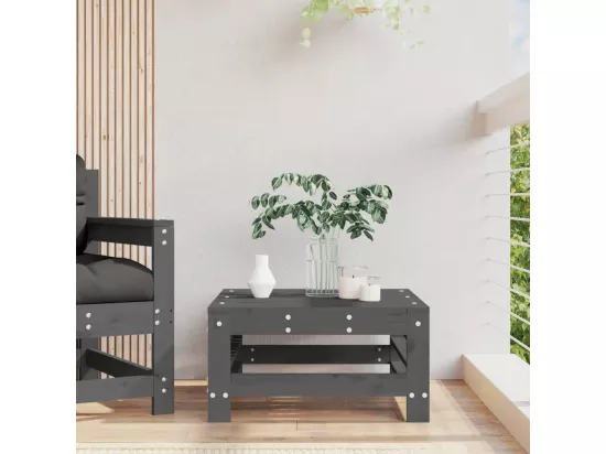 Repose-pied de jardin gris bois de pin massif