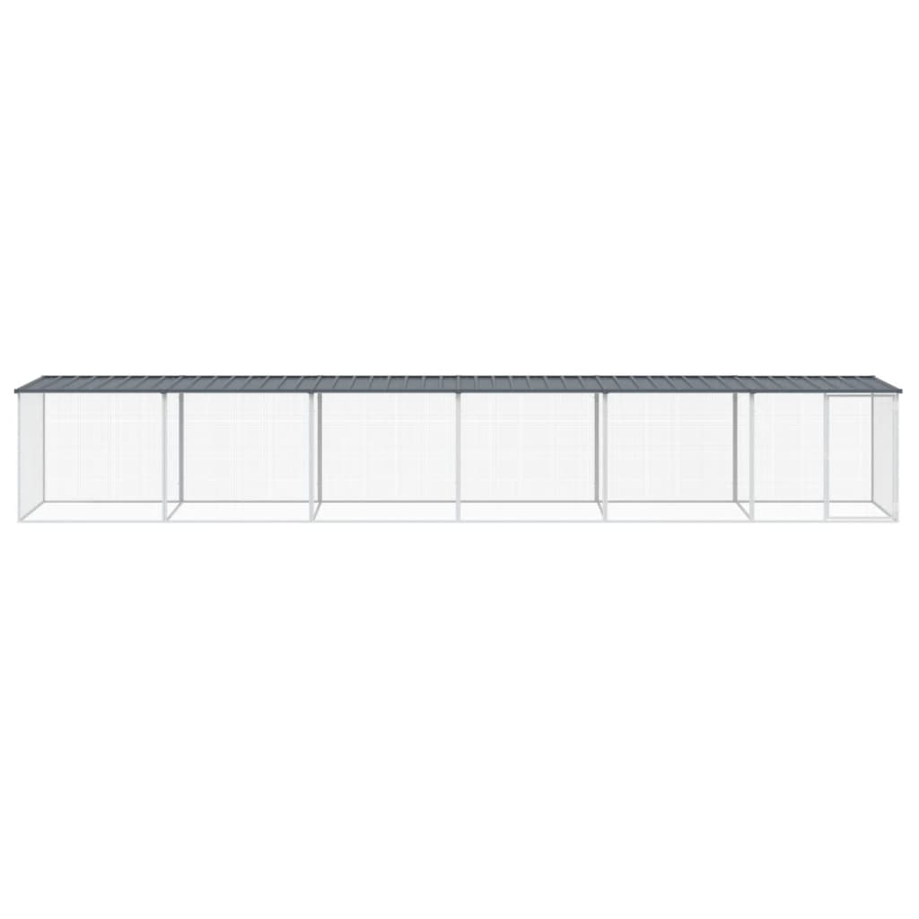 Galinheiro vidaXL com telhado de aço galvanizado, antracite, 1003x98x90 cm