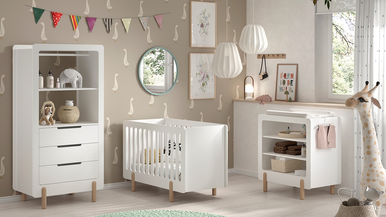 Babyledikant Smile met verzorgingstafel wit