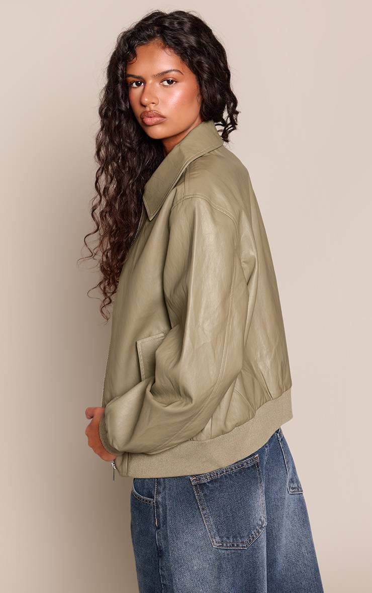 Vert Olive Veste Bomber En Synthétiquecuir