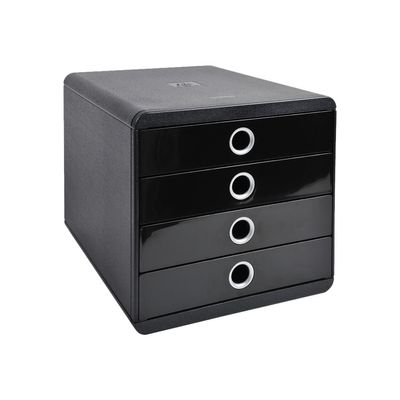 Exacompta PopBox - Module de classement 4 tiroirs - noir/argent