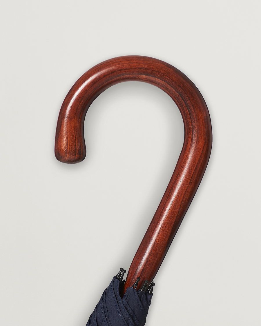 Fox Umbrellas Polished Cherrywood Solid Umbrella Navy