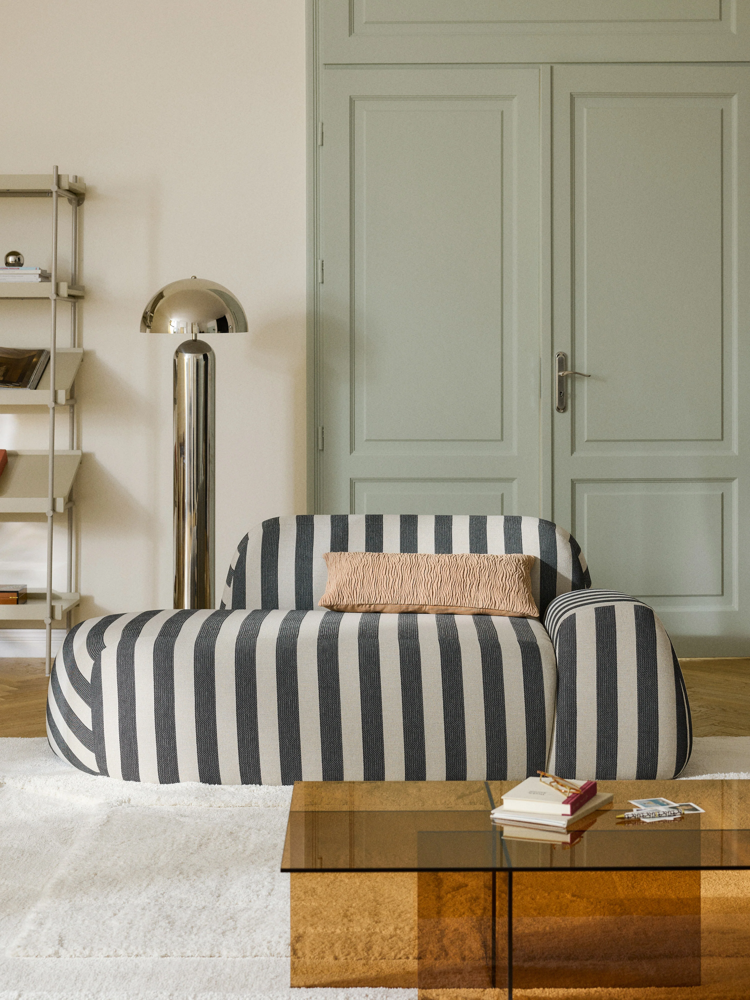 Gestreepte bank Wolke (2-zits) met chaise longue