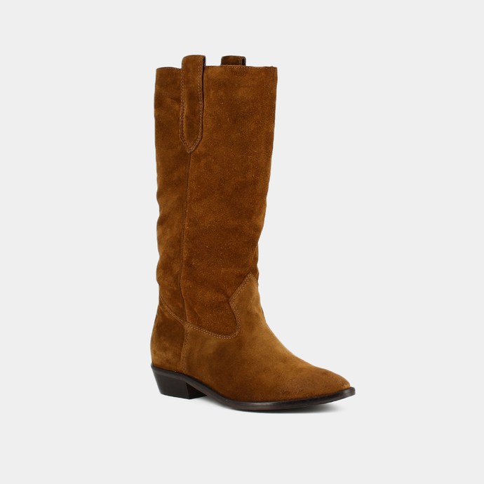 Bottes à bouts pointus  en croute camel
