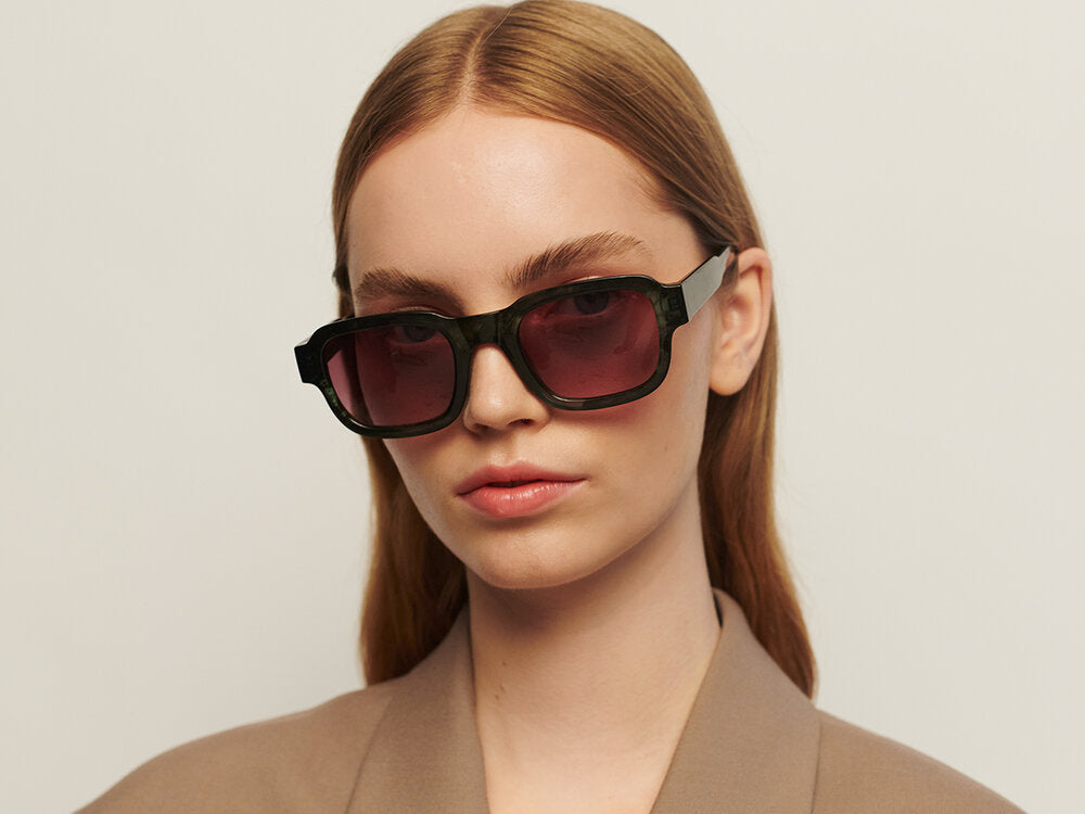 A. Kjærbede  Halo solbrille - Green Marble Transparent