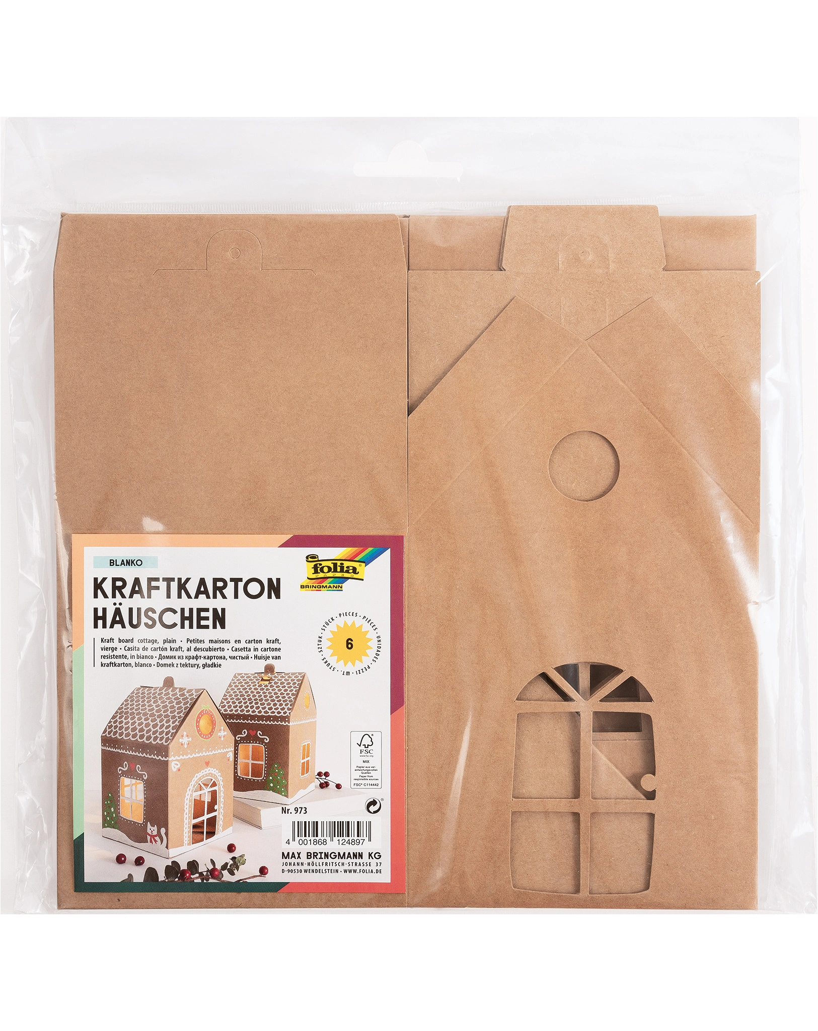 Papier-Bastelset LATERNENHÄUSCHEN 6-teilig in natur