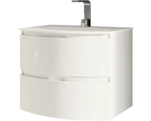 Vage 69 cm witte glanzende wastafelmeubel