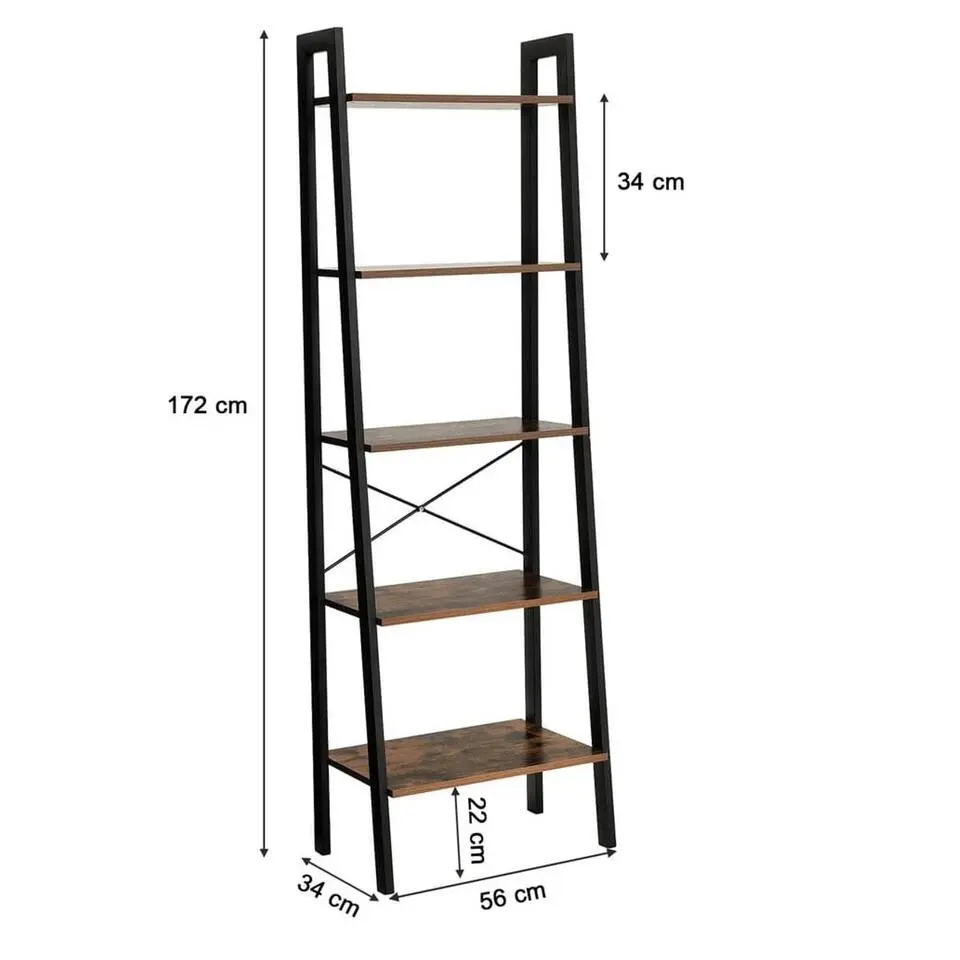 Bobbel Home - Vintage - Kast Met 5 Planken - Zwart/Bruin