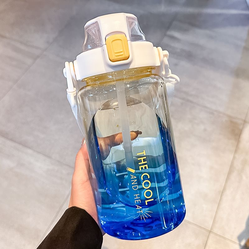 Choyce - Beletterde plastic drinkfles met rietje (verschillende ontwerpen)