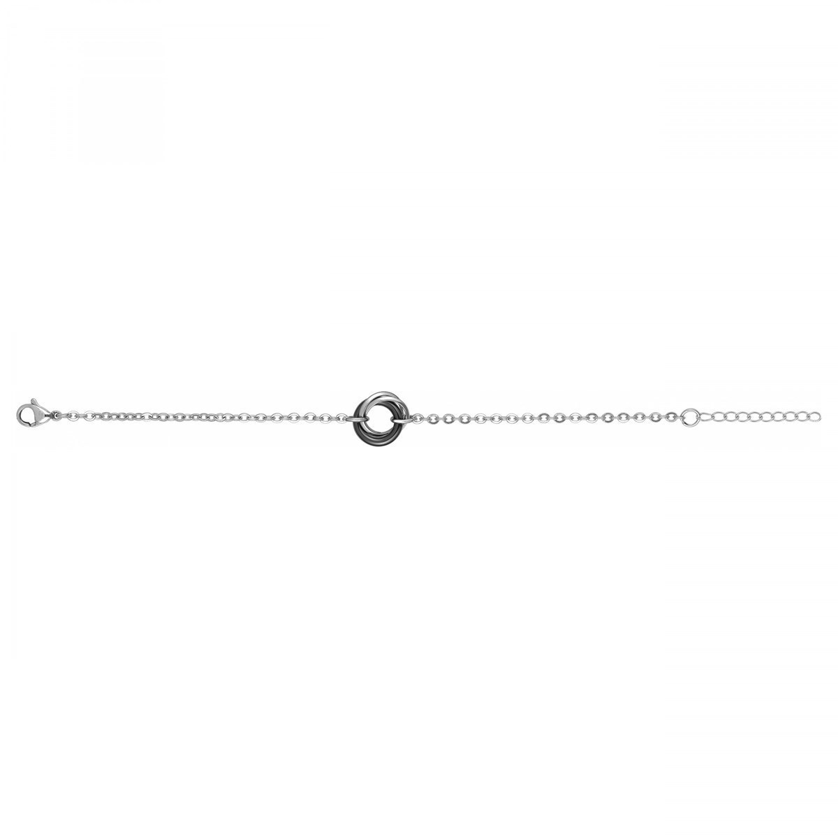 Bracelet souple mono-motif en Acier 316L et céramique - blanc brillant