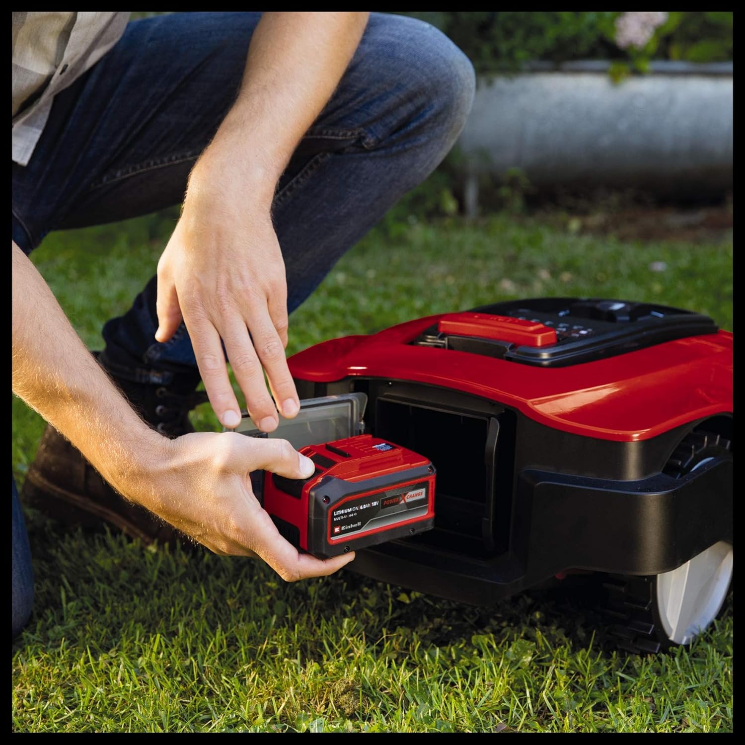 Einhell Rasenmähroboter FREELEXO 450 BT Solo Power X-Change (Li-Ion, 18 V, 450 m², Multizonenmäher, Bluetooth App, mit Installationszubehör, ohne Akku)