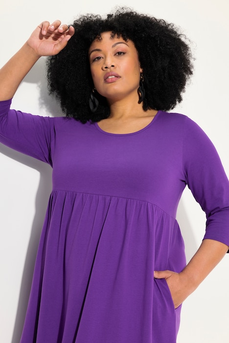 Jersey-Maxikleid, A-Linie, Rundhals, 3/4-Arm, Taschen