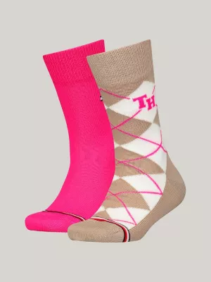 Pacote com 2 pares de meias clássicas com estampa de losangos.