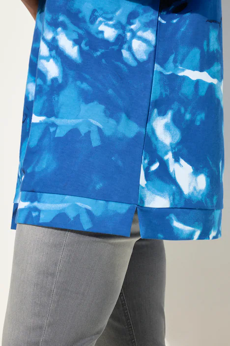 Sweatshirt, A-Linie, Batik-Druck, Stern, dunkelblau