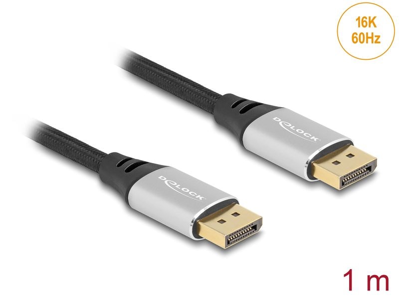Delock Kabel 16K 60 Hz DisplayPort - DisplayPort, 1 m, Silb Delock DisplayPort Kabel 16K 60 Hz 1 m silber Metall