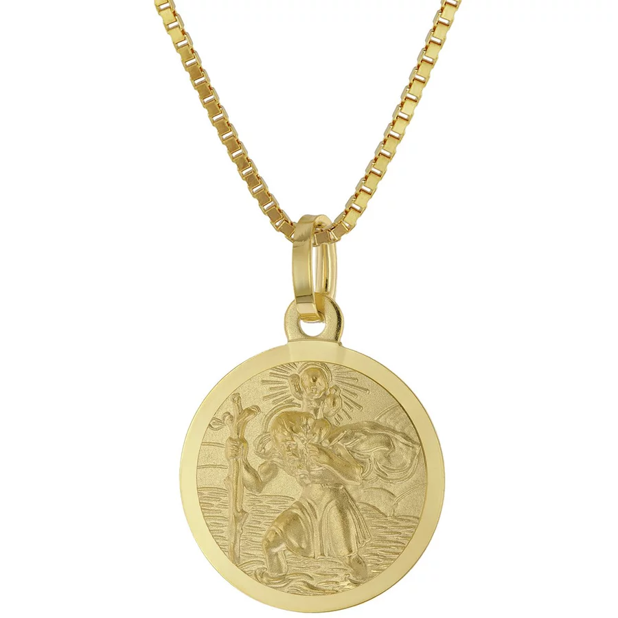 trendor Kinder-Anhänger Christophorus Gold 585 mit vergoldeter Halskette gold