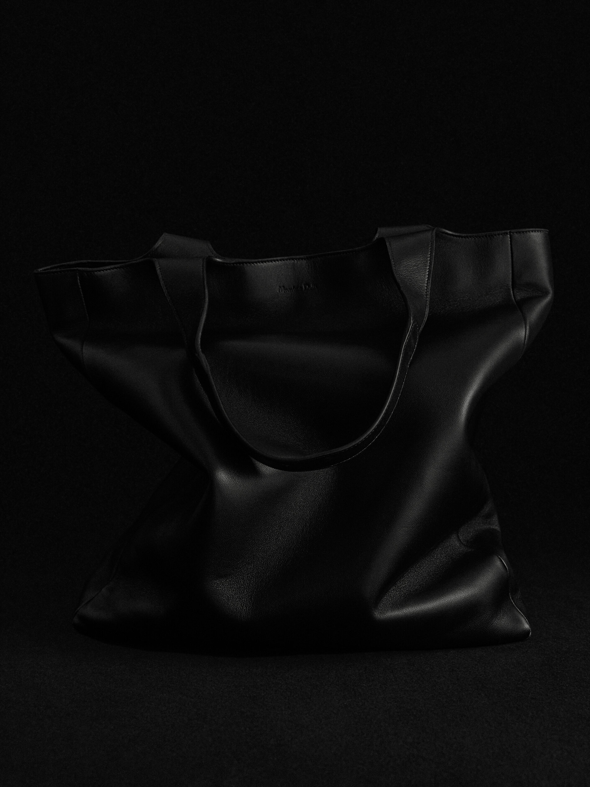 Bolsa tote de couro preta - PRETA