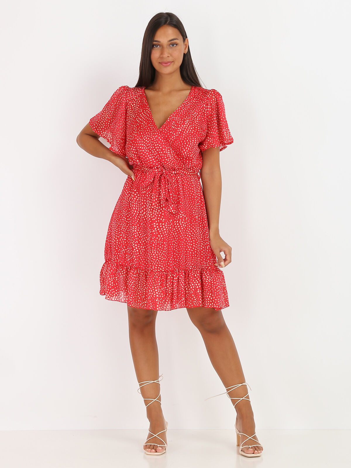 Robe patineuse à pois- Rouge