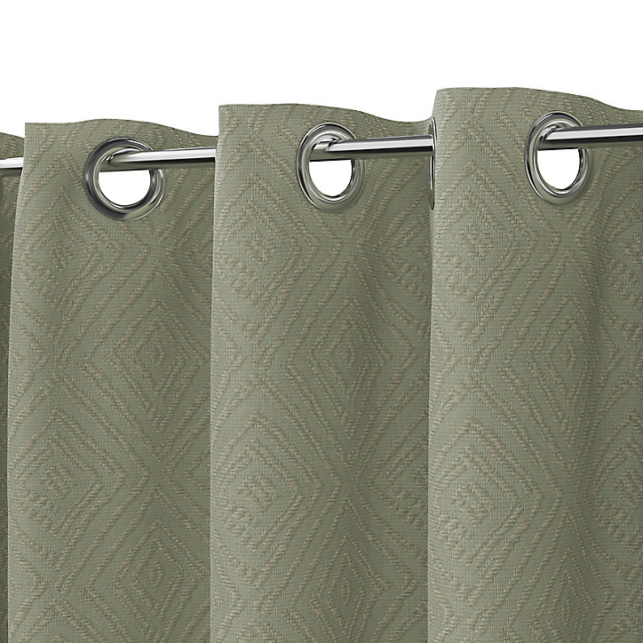 Rideau intérieur effet jacquard ethnique vert pâle GoodHome L. 260 cm x l. 140 cm
