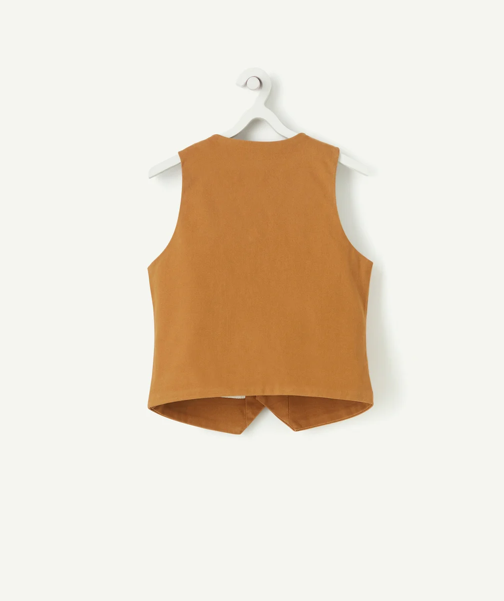 VESTE SANS MANCHE GARÇON CAMEL AVEC BOUTONS