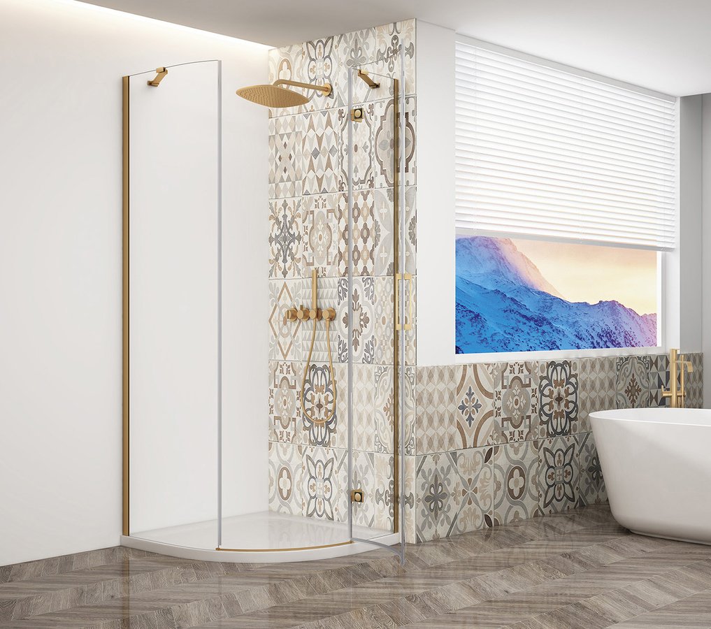 Gelco Trinity kwartronde douchecabine 90x90cm rechts helder glas goud