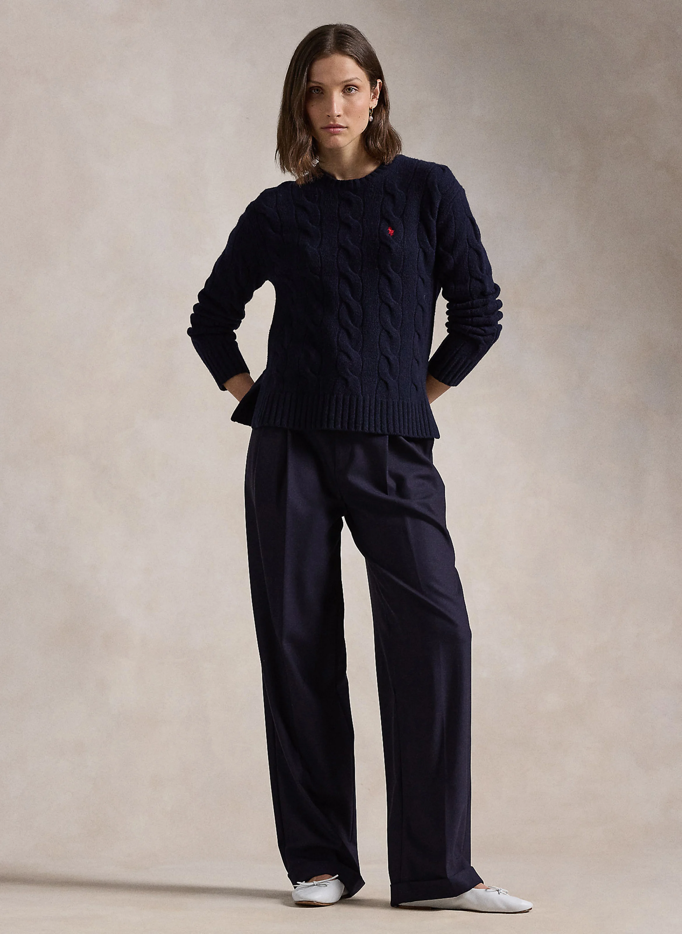 Pull col rond en laine et cachemire | Bleu