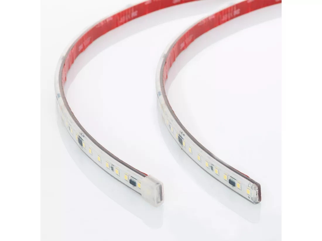 Ruban LED Dimmable Auto-redressement 220V SMD2835 Silicone FLEX 120 LED/m IP67 High Lumen Largeur 12mm Coupe 10 cm sur Mesure 4000K Blanc neutre 15 m