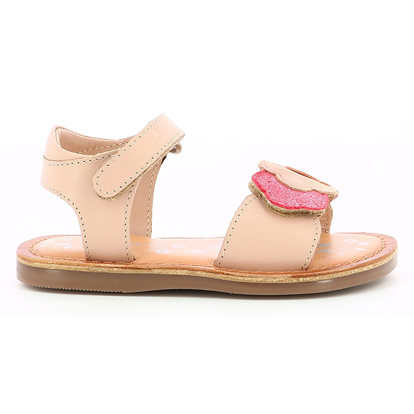Kickers Sandales en Cuir Dyastar rose clair métallisé