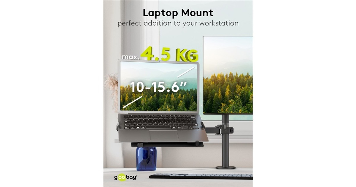 goobayLaptophouder voor monitorarm,10 tot 15,6 inch standaard  (Zwart)