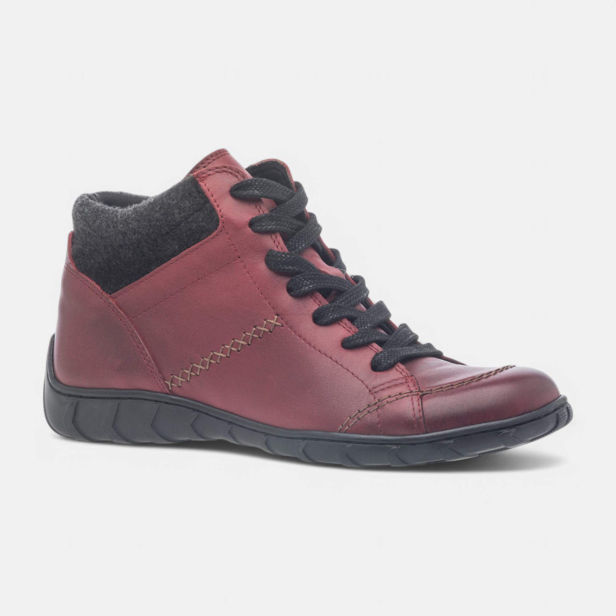 Baskets hautes Femme en cuir rouge