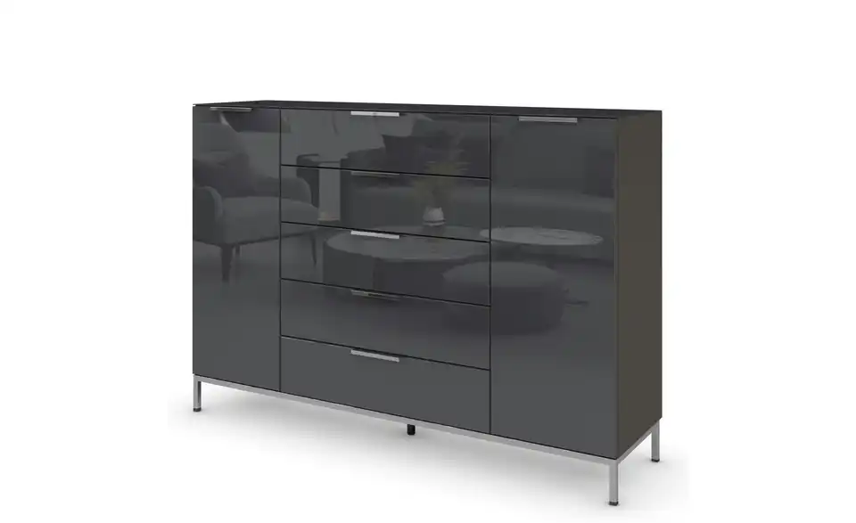 Highboard verchromt 160 cm Basaltgrau